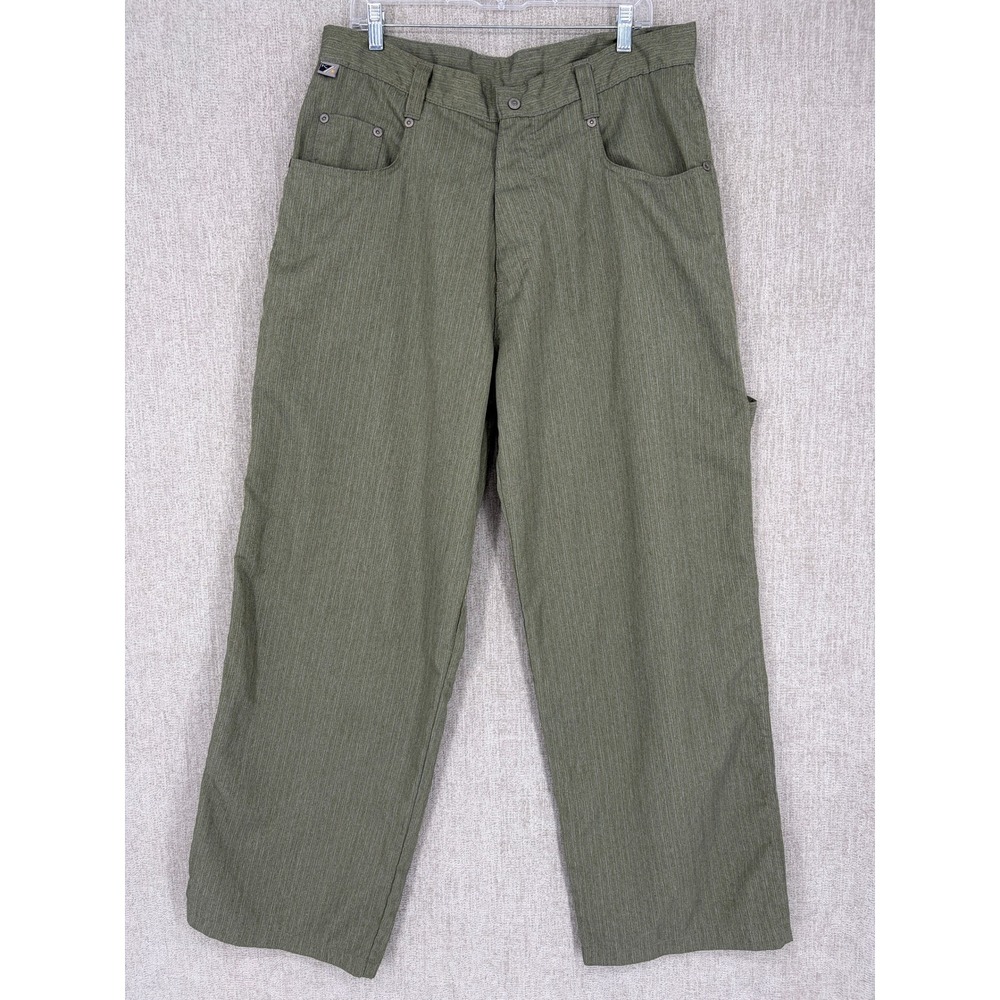 VTG Kikwear Carpenter Pants Men 36 Green Wide Leg Baggy Raver Y2K Utility Skater